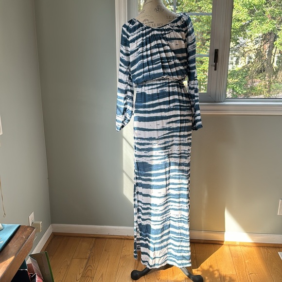 Betro Simone blue tie dyed long sleeved maxi dress NWOT size M - Picture 4 of 8